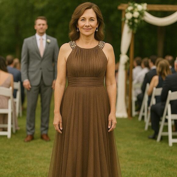 Cachet Gold Beaded Gown Size 10 Formal Evening Wedding Dress Black Tie Party - Picture 1 of 11